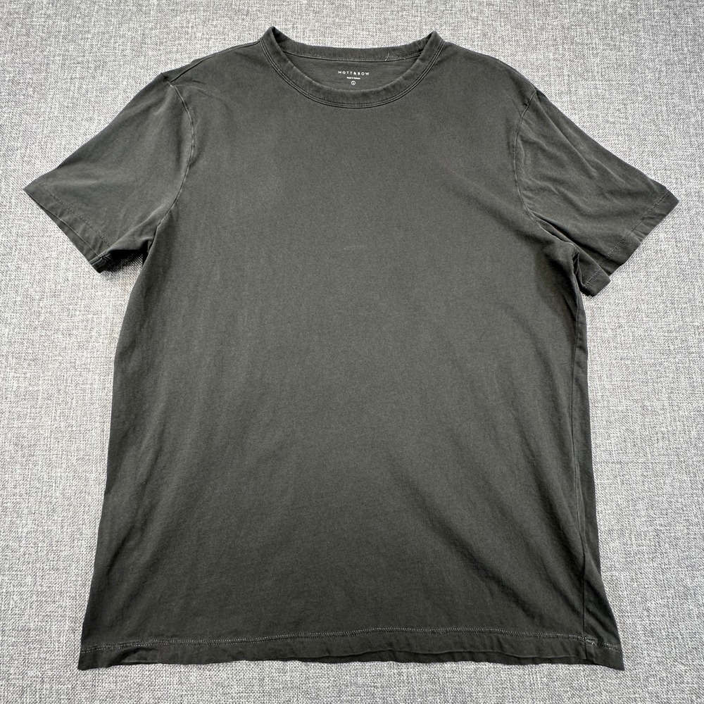 Mott & Bow Classic Crew Driggs Shirt Mens Large Vintage Graphite Grey Cotton Tee